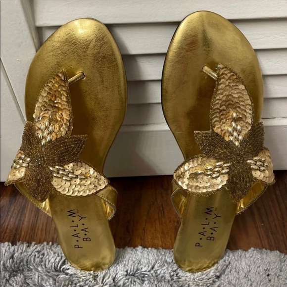 EUC Palm Bay Gold Sequin Sandals (Size 7.5) - Picture 2 of 7